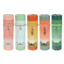 Load image into Gallery viewer, Crystal Energy Pendant Candle: ACHIEVEMENT - GOLD SANDSTONE (NEW)