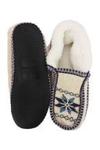 Load image into Gallery viewer, Snowflake Woven Fleece Lined Moccasin Slippers: ASSORTED / ASSORTED