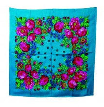 Load image into Gallery viewer, FSF-BLU - 30" Square Scarf
100% Acrylic
floral Border Patte