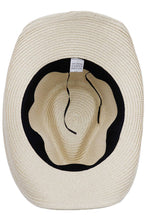 Load image into Gallery viewer, Turquoise Tribal Woven Band Paper Straw Cowboy Hat: White