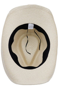 Turquoise Tribal Woven Band Paper Straw Cowboy Hat: White
