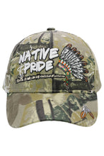 Load image into Gallery viewer, Native Pride Twill Acrylic Velcro Baseball Cap: Hunt Camo