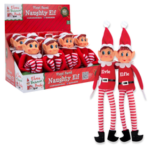 Load image into Gallery viewer, Elves Behavin’ Badly 12" Vinyl Face Elf Dolls in Display