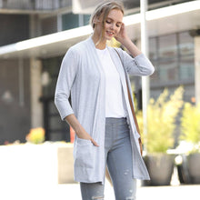 Load image into Gallery viewer, ",....3Q SLEEVE SLOUCHY POCKET OPEN CARDIGAN: BLACK-167488 / XL