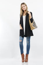 Load image into Gallery viewer, ",....3Q SLEEVE SLOUCHY POCKET OPEN CARDIGAN: BLACK-167488 / XL