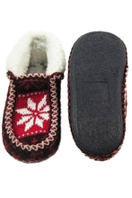 Load image into Gallery viewer, Kids Snowflake Woven Sherpa Fleece Moccasin Boots: ASSORTED / ONE SIZE