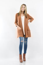 Load image into Gallery viewer, ",....3Q SLEEVE SLOUCHY POCKET OPEN CARDIGAN: BLACK-167488 / XL