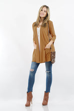 Load image into Gallery viewer, ",....3Q SLEEVE SLOUCHY POCKET OPEN CARDIGAN: BLACK-167488 / XL