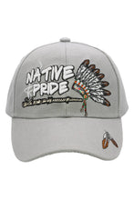 Load image into Gallery viewer, Native Pride Twill Acrylic Velcro Baseball Cap: Khaki