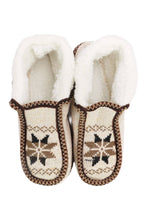 Load image into Gallery viewer, Snowflake Woven Fleece Lined Moccasin Slippers: ASSORTED / ASSORTED