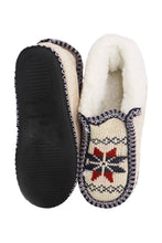 Load image into Gallery viewer, Snowflake Woven Fleece Lined Moccasin Slippers: ASSORTED / ASSORTED