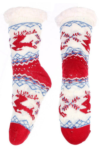 Reindeer Anti-Skid Winter Fur Lining Slipper Socks