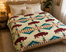 Load image into Gallery viewer, *Buffalo Southwest Queen 2-Ply Flannel Blanket – 80 x 87 Inc: Gray