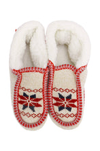 Load image into Gallery viewer, Snowflake Woven Fleece Lined Moccasin Slippers: ASSORTED / ASSORTED