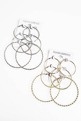 Hoop Earring Set - 3 Pair Assorted