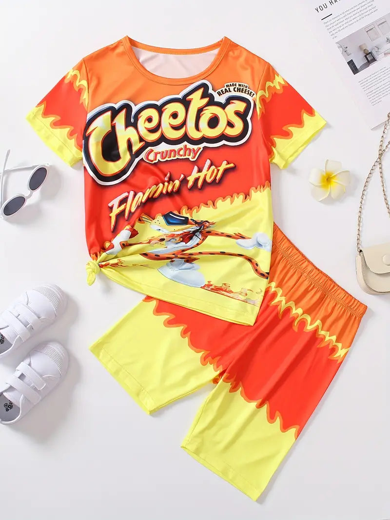 Flamin Hot Cheetos T-Shirt & Lightweight Shorts Outfit Set