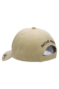 Native Pride Twill Acrylic Velcro Baseball Cap: Khaki