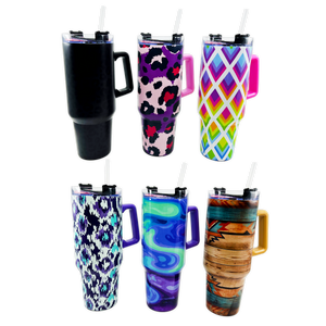 40oz Printed Cup with Handle Assortment Bulk Closeout Pack: Closeout Price