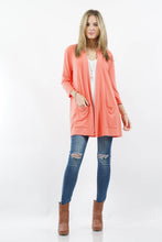 Load image into Gallery viewer, ",....3Q SLEEVE SLOUCHY POCKET OPEN CARDIGAN: BLACK-167488 / XL