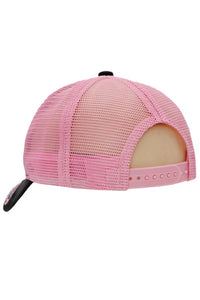 Cowgirl Horseshoe Bling Camo Poly Curved Bill Baseball Cap: Gray/Pink
