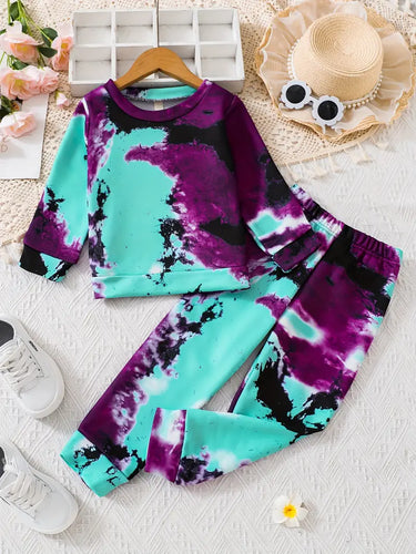 2pc Tie Dye Sets, Long Sleeve T-shirt & Jogger Pants