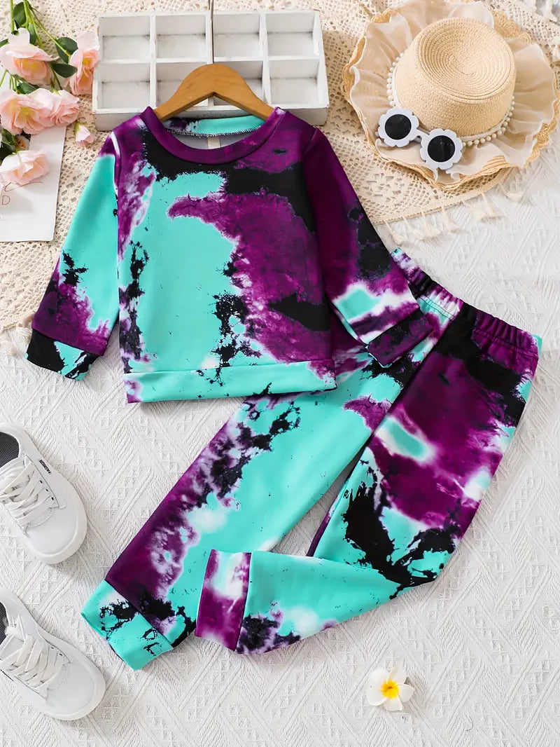 Size 4-5y, 2pc Tie Dye Sets, Long Sleeve T-shirt & Jogger Pants