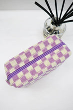 Load image into Gallery viewer, Checkered Knitted Cosmetic Bag: LAVENDER