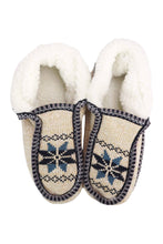 Load image into Gallery viewer, Snowflake Woven Fleece Lined Moccasin Slippers: ASSORTED / ASSORTED
