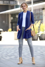 Load image into Gallery viewer, ",....3Q SLEEVE SLOUCHY POCKET OPEN CARDIGAN: BLACK-167488 / XL