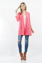 Load image into Gallery viewer, ",....3Q SLEEVE SLOUCHY POCKET OPEN CARDIGAN: BLACK-167488 / XL