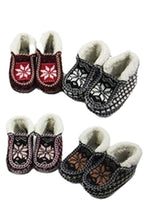 Load image into Gallery viewer, Kids Snowflake Woven Sherpa Fleece Moccasin Boots: ASSORTED / ONE SIZE