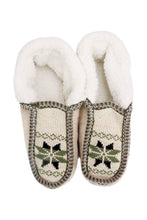 Load image into Gallery viewer, Snowflake Woven Fleece Lined Moccasin Slippers: ASSORTED / ASSORTED