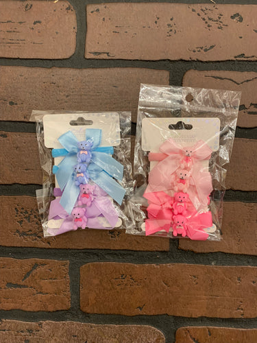 Teddy Bear Hair Tie Bow Set