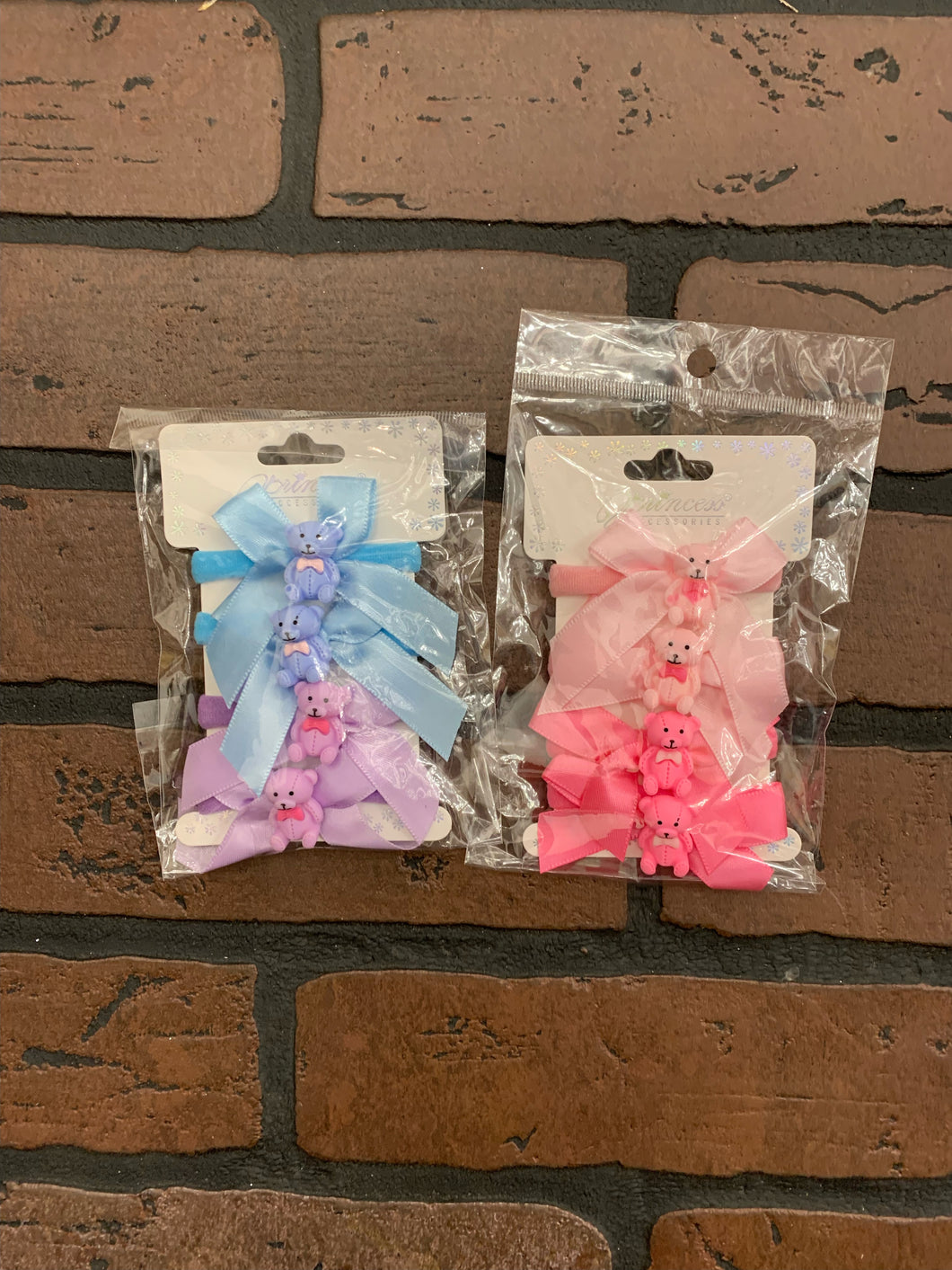 Teddy Bear Hair Tie Bow Set