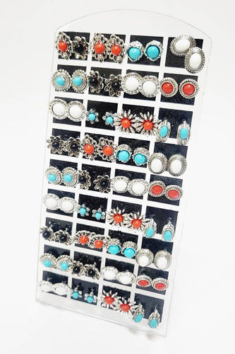 36 Pair Turquoise Stud Earrings with Display Case