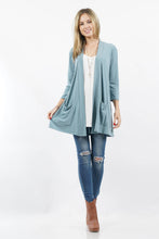 Load image into Gallery viewer, ",....3Q SLEEVE SLOUCHY POCKET OPEN CARDIGAN: BLACK-167488 / XL