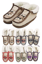 Load image into Gallery viewer, Snowflake Woven Fleece Lined Moccasin Slippers: ASSORTED / ASSORTED