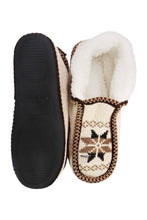 Load image into Gallery viewer, Snowflake Woven Fleece Lined Moccasin Slippers: ASSORTED / ASSORTED