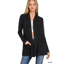 Load image into Gallery viewer, ",....3Q SLEEVE SLOUCHY POCKET OPEN CARDIGAN: BLACK-167488 / XL