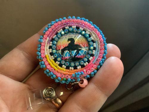 End of the Trail Beaded Retractable Key or card fob