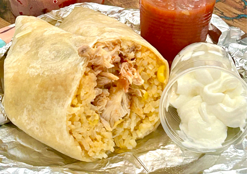 Chicken, Rice, and Cheese Burrito