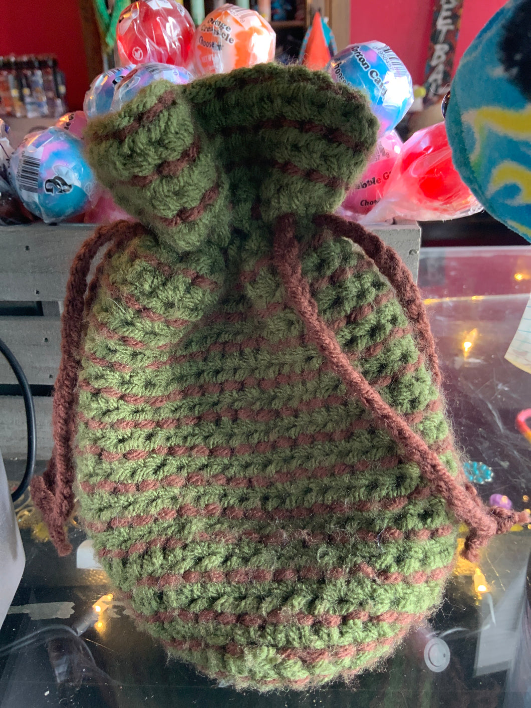 Handmade Crochet Drawstring Bag