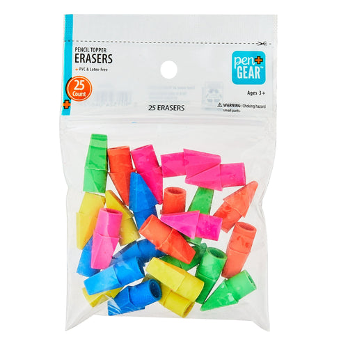Pen+Gear Pencil Topper Erasers, 25 Count