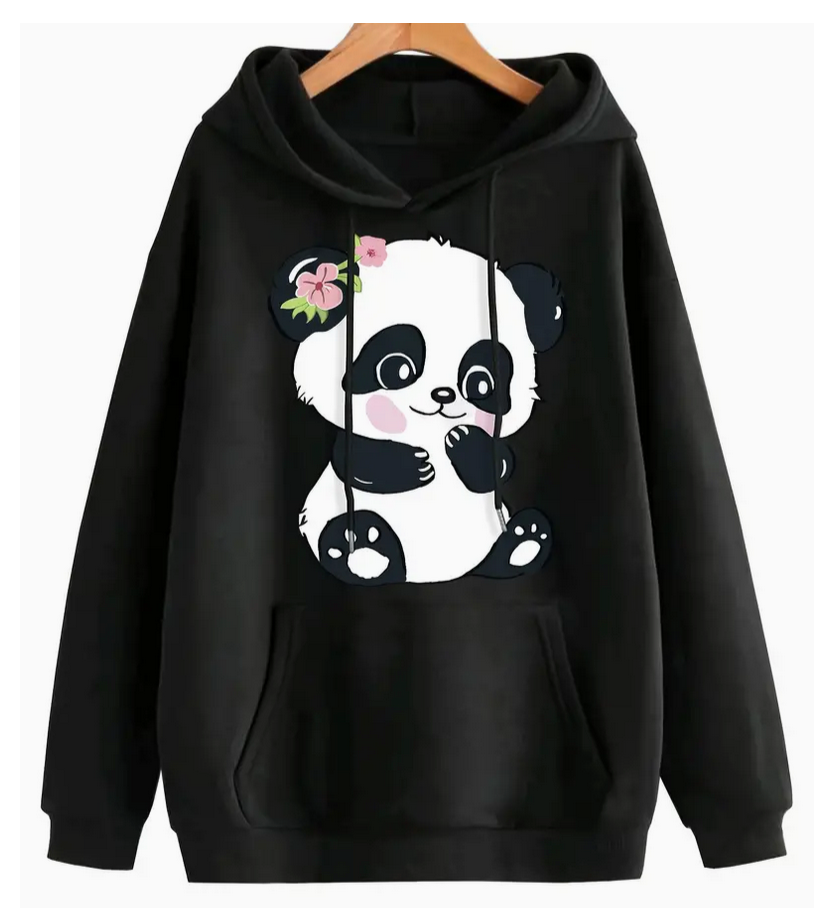 Panda Hoodie Pink Flower