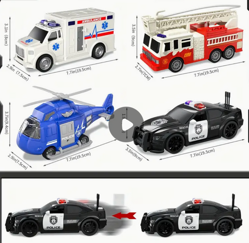 4 Pack Emergency Vehicle Set