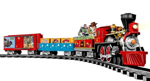 Lionel Battery-Operated Disney Toy Story Toy Train Set with Locomotive, Train Cars, Track & Remote with Authentic Train Sounds, & Lights for Kids 4+