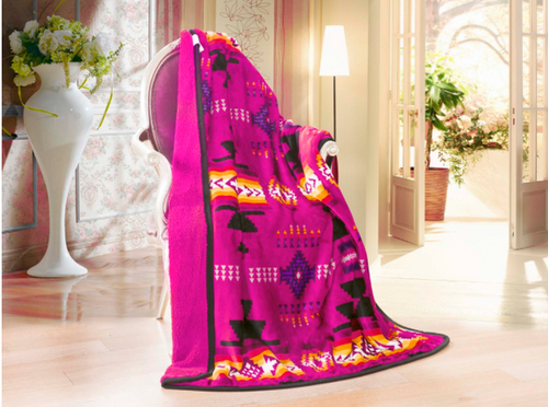 Hot Pink, Silk Touch Sherpa Lined Throw Blanket