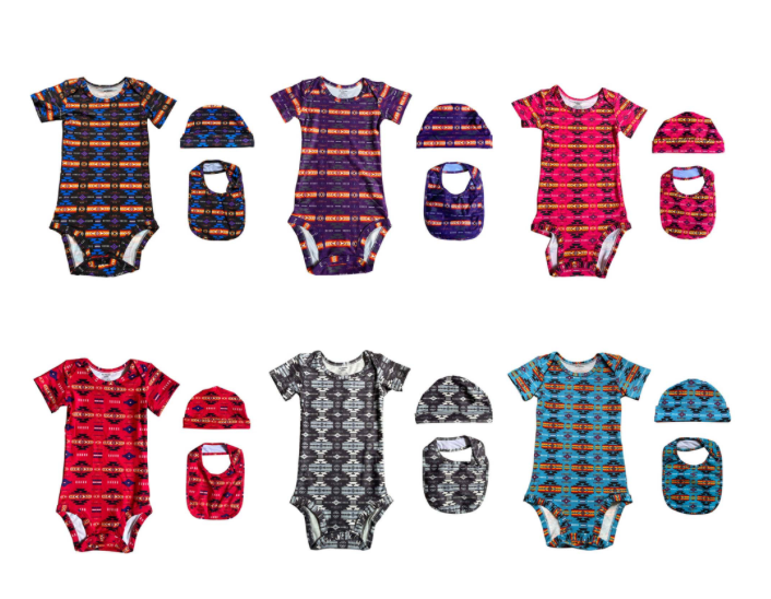 Native Print Baby Onesie, 9pc 6mo, 18pc 12mo, 9pc 18mo