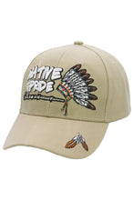 Load image into Gallery viewer, Native Pride Twill Acrylic Velcro Baseball Cap: Khaki