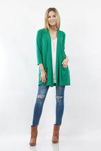 Load image into Gallery viewer, ",....3Q SLEEVE SLOUCHY POCKET OPEN CARDIGAN: BLACK-167488 / XL